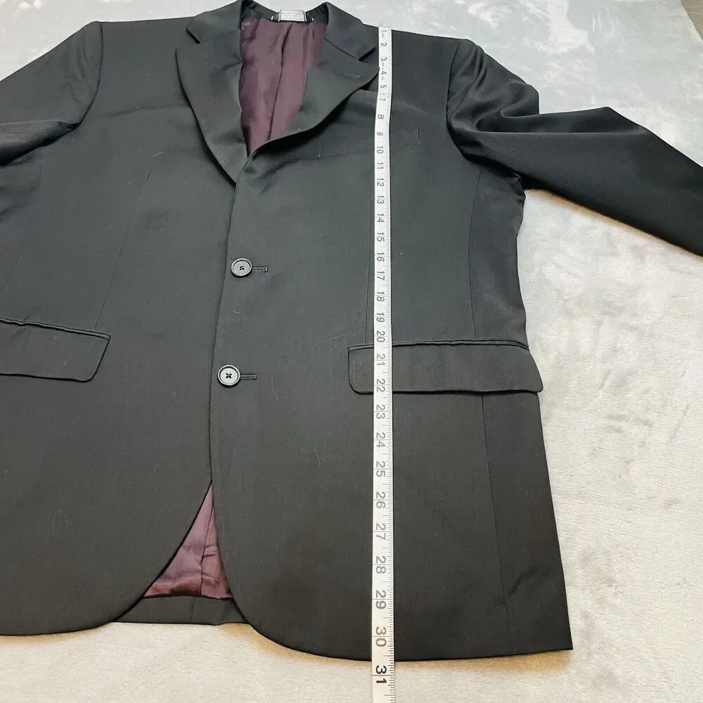 Saks Fifth Avenue Mens‎ Everest Blazer Jacket Size 42R Black Marzotto 100% Wool